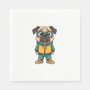 Serviette En Papier Graphisme de mode streetwear de chien Pug de style