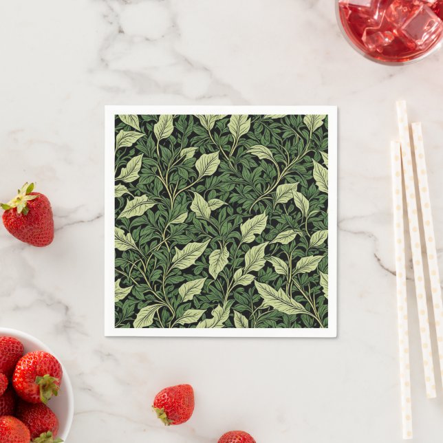 Serviette En Papier Grappe de vignes aux teintes de vert (En situation)