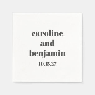 Serviette En Papier Gras Blanc Chic Mariage moderne Personnalisé