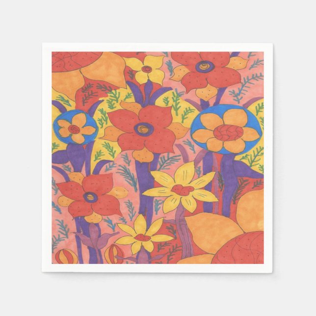 Serviette En Papier Gras Bohemian Orange Garden Imprimer (Devant)