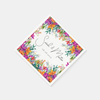 Serviette En Papier Gras Coloré Floral Été Chic Mariage rose