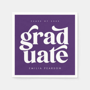 Serviette En Papier Gras moderne Type Purple Graduation Party serviett