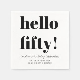 Serviette En Papier Gras noir et blanc moderne 50e anniversaire Person