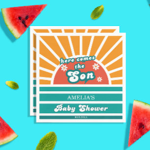 Serviette En Papier Gras Retro Baby shower Sunburst serviettes pour ga