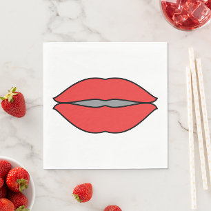 Serviette En Papier Gras rouge lèvres Pop Art