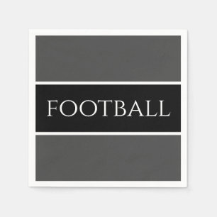 Serviette En Papier Gras Sporty gris foncé blanc noir gros football