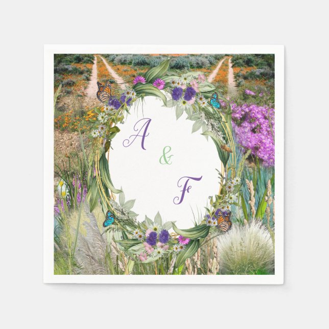 Serviette En Papier Grasses et fleurs de printemps écologiques sauvage (Devant)