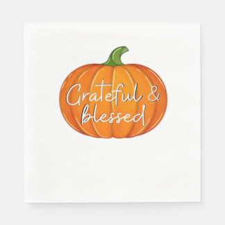 Serviette En Papier Grateful and Blessed - Pumpkin  Fall Thanksgiving 