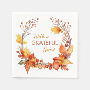 Serviette En Papier Grateful Heart Automne quitte Thanksgiving