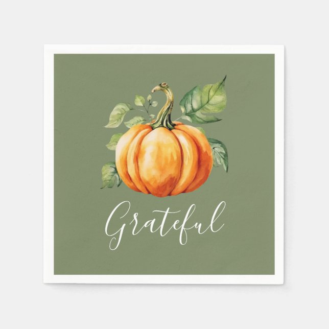 Serviette En Papier Gratuit Citrouille orange Thanksgiving Moss Green (Devant)