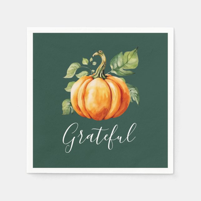 Serviette En Papier Gratuit Citrouille Thanksgiving Green (Devant)