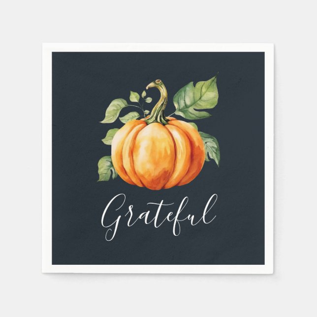 Serviette En Papier Gratuit Thanksgiving Watercolor Citrouille (Devant)