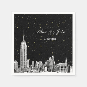 Serviette En Papier Gravure de la skyline de NYC Fond de mariage DIY é