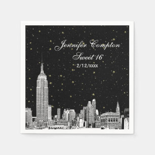 Serviette En Papier Gravure de la skyline de NYC Fond étoilé pour Swee