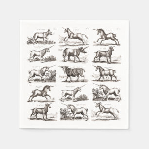 Serviette En Papier Gravure de Licorne Antique Spécimen de Zoologie Vi
