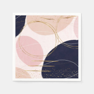 Serviette En Papier Gravure et cercles d'or moderne Design rose minima