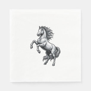 Serviette En Papier Gravure Vintage Cheval Cabré Design Vectoriel_1