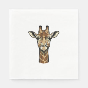 Serviette En Papier Gravure vintage de girafe, création de vecteur_1