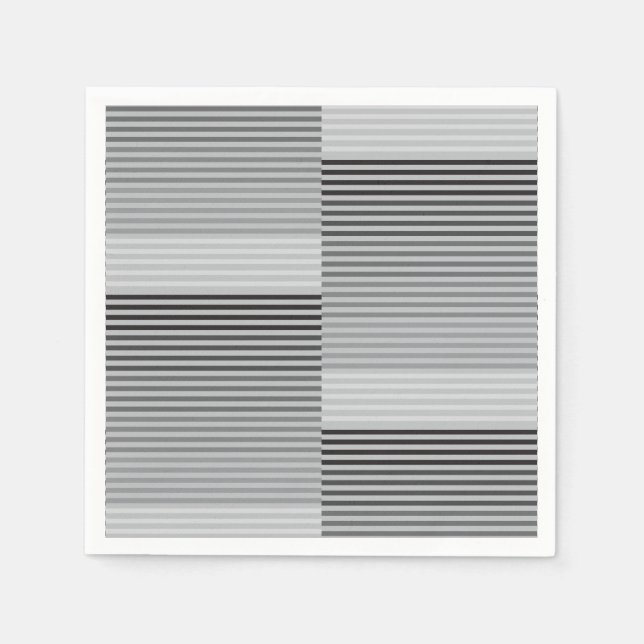 Serviette En Papier Gray, Black, White Stripes (Devant)
