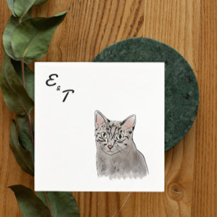 Serviette En Papier Gray Cat mariage Cocktail napkin