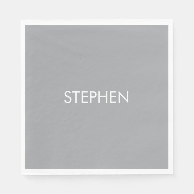 Serviette En Papier Gray minimalist custom name  (Devant)