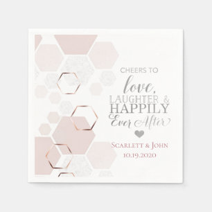 Serviette En Papier Gray & Rose Gold Hexagon Mariage Napkin