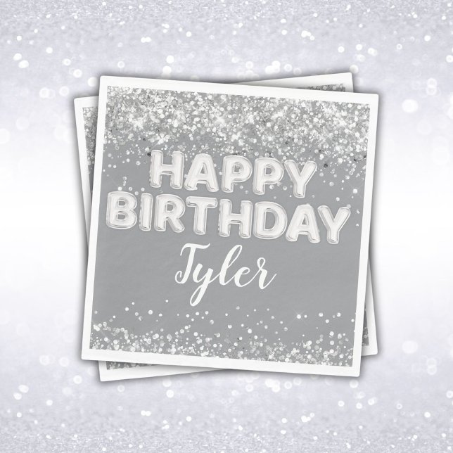 Serviette En Papier Gray Silver fête d'anniversaire (Créateur téléchargé)