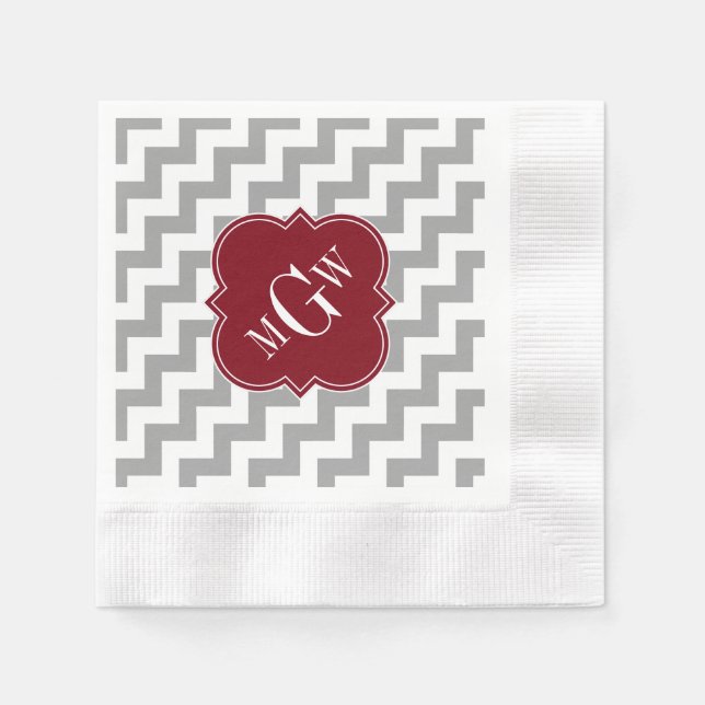 Serviette En Papier Gray White Chevron (Devant)
