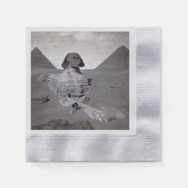 Serviette En Papier Great Sphinx & Gizeh Pyramides Necropolis Egypte (Devant)