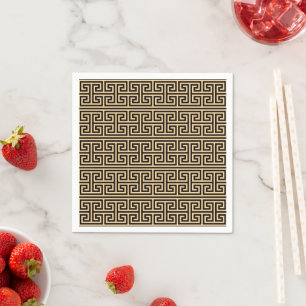 Serviette En Papier Grec Meander Carré clé H Motif Brown