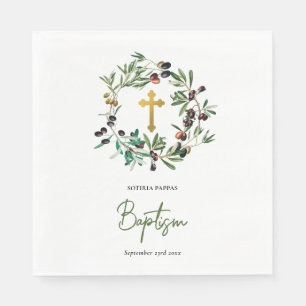 Serviette En Papier Grec Orthodoxe baptême Baptême Olives Verdure