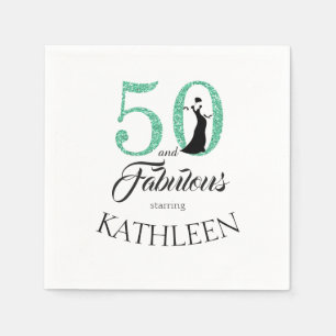 Serviette En Papier Green 50 et fabuleux fête d'anniversaire Nom perso
