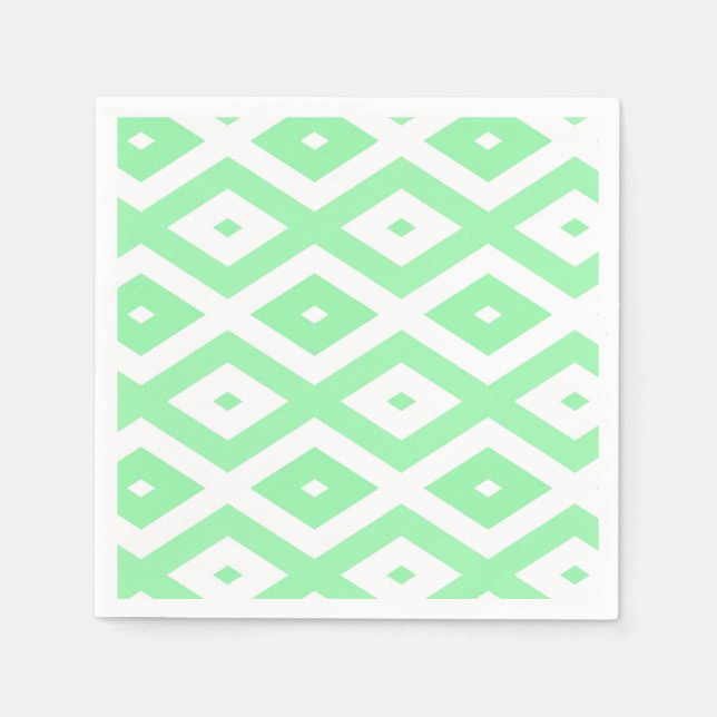 Serviette En Papier Green and white diamond pattern (Devant)