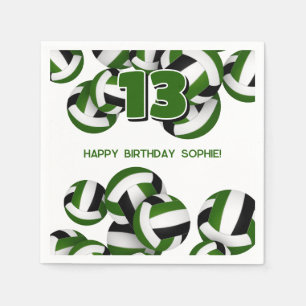 Serviette En Papier green black équipe couleurs volley ball enfants sp