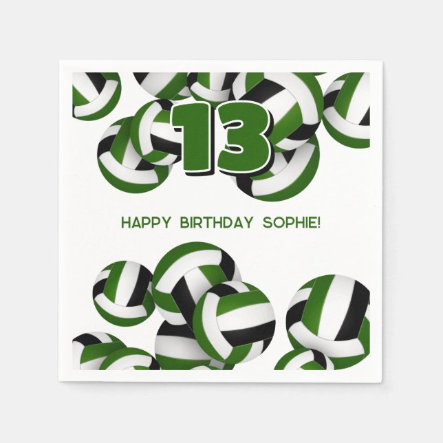 Serviette En Papier green black équipe couleurs volley ball enfants sp (Devant)