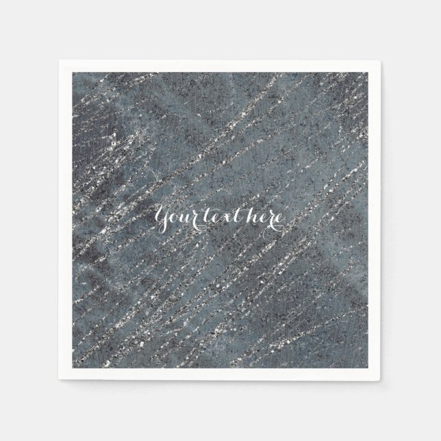 Serviette En Papier Green Black Gris Moderne Marbre Design Party (Devant)