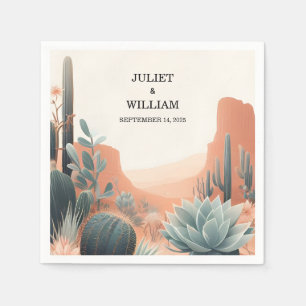 Serviette En Papier Green Boho Leaf Desert Cactus Succulent Mariage