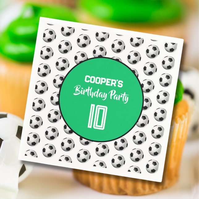 Serviette En Papier Green Boy Soccer Birthday Party (Créateur téléchargé)