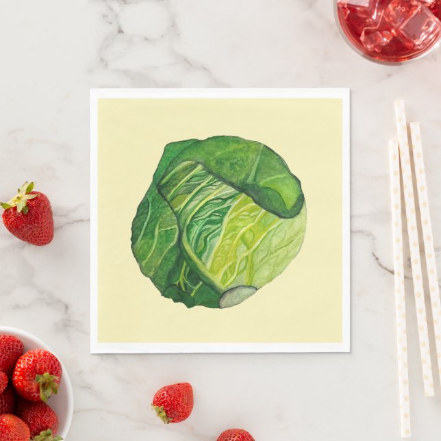 Serviette En Papier Green Cabbage Yellow Napkin (En situation)