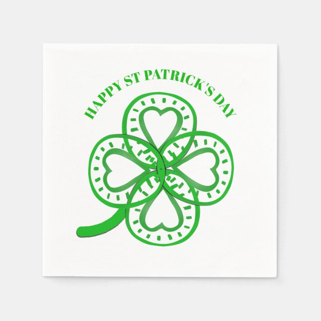 Serviette En Papier Green Clover Heart St Patrick's Day Paper N (Devant)