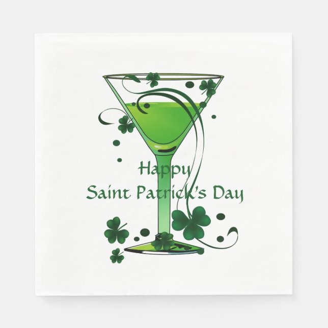 Serviette En Papier Green Cocktail Shamrock Jour de la Saint Patrick P (Devant)