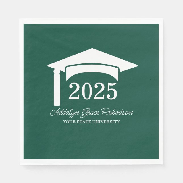 Serviette En Papier Green College University Classe Casquette de 2025 (Devant)