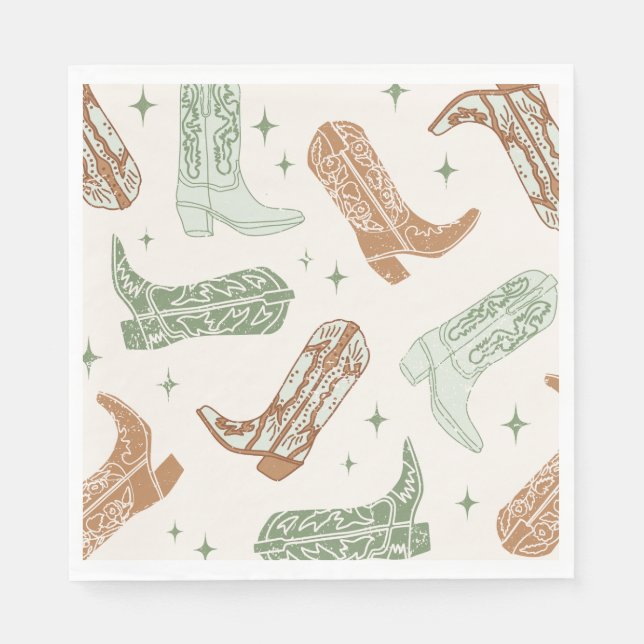 Serviette En Papier Green Cowboy Boot Party Napkins (Devant)