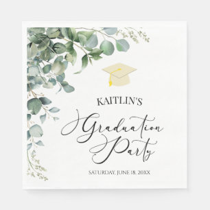 Serviette En Papier Green Eucalyptus Botanical Graduical Party