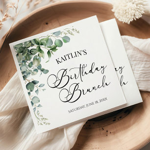 Serviette En Papier Green Eucalyptus Feuille Botanical Birthday Brunch