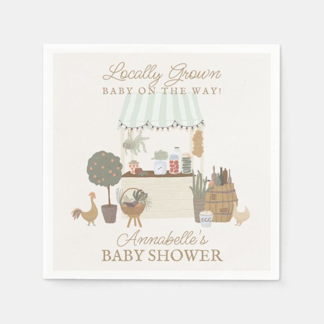 Serviette En Papier Green Farmers Market Farm Baby shower frais (Devant)