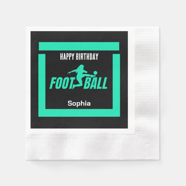 Serviette En Papier Green Football Player Girl, Birthday Girl Team (Devant)