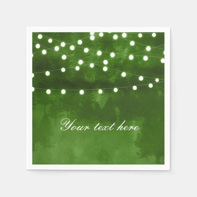 Serviette En Papier Green Forest Rustic String Lights Mariage Napkins (Devant)