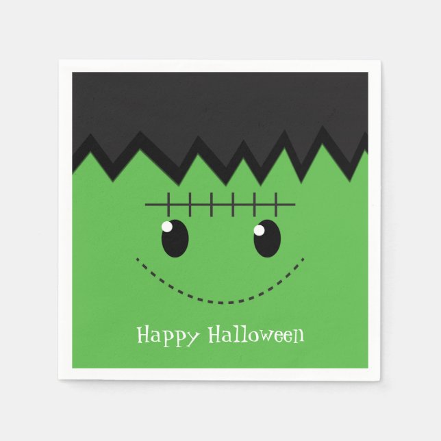 Serviette En Papier Green Frankenstein Halloween Costume Party Napkins (Devant)