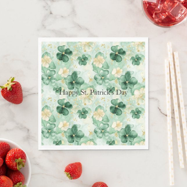 Serviette En Papier Green Gold Glitzy Glitter St. Patrick's Day   (En situation)